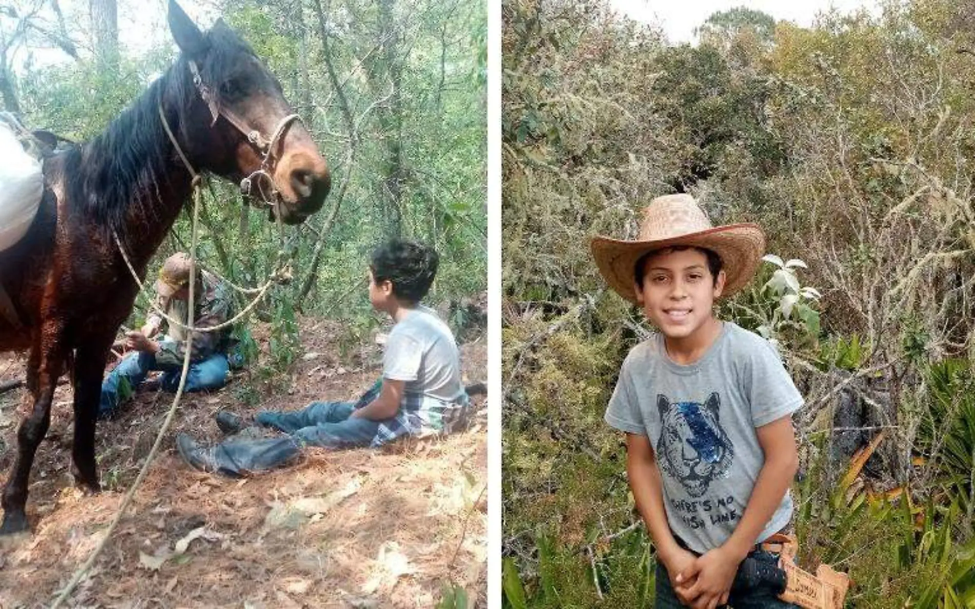 Daniel es un niño de 9 años que ayuda en las labores para frenar el incendio en la reserva ecológica de Gómez Farías